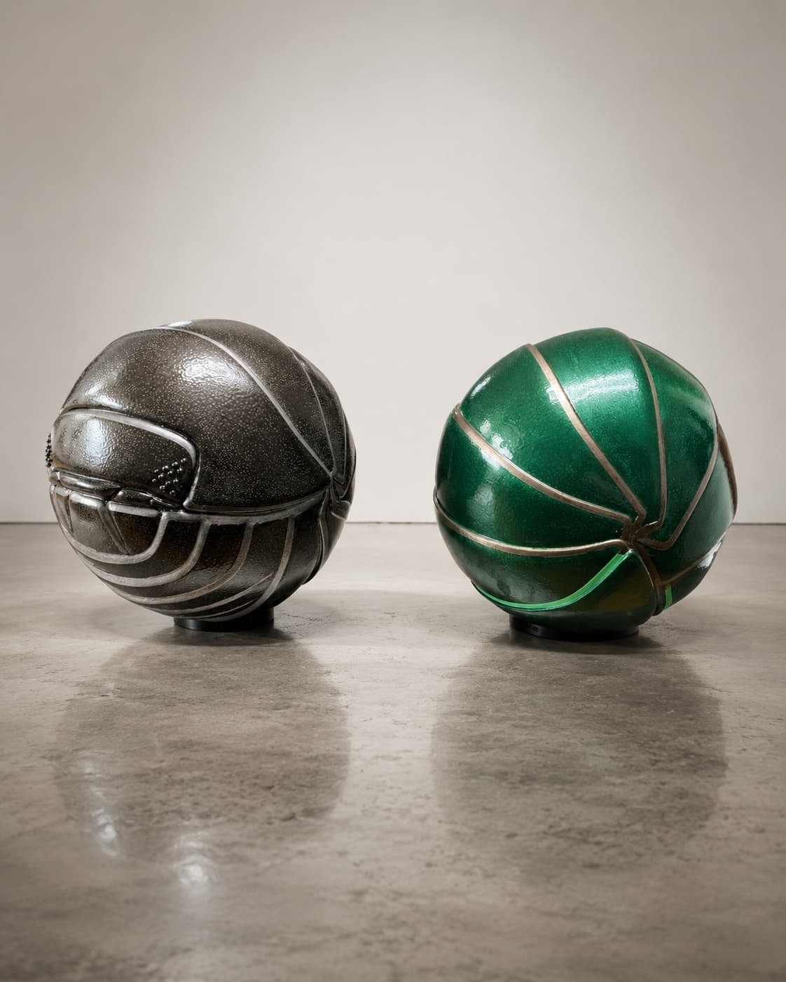 Pair of spherical sculptures by Klaus Döffinger