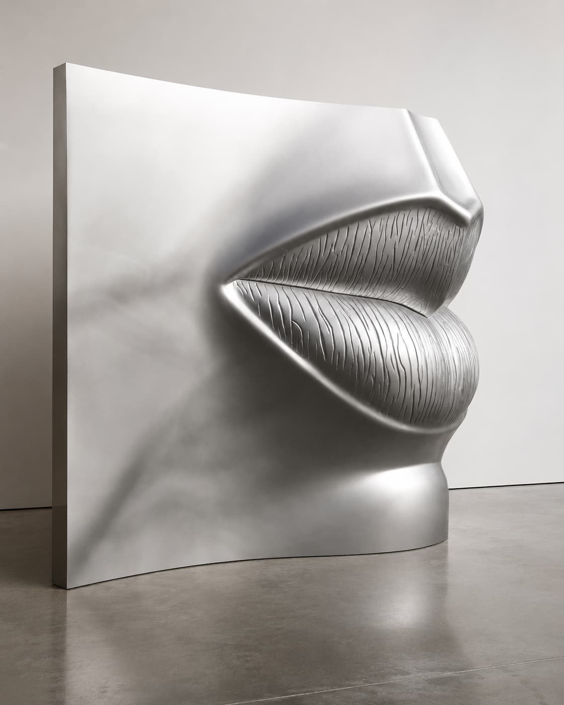 Sculpture of lips, painted composite